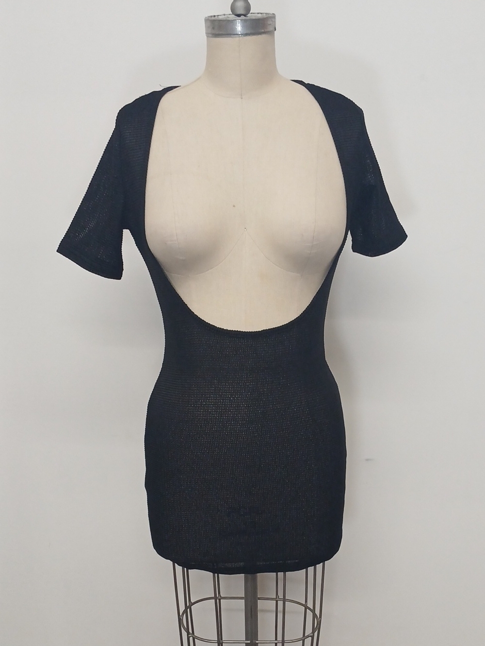 Edikted Black Knit BodyCon Mega Scoop Coverup Size L